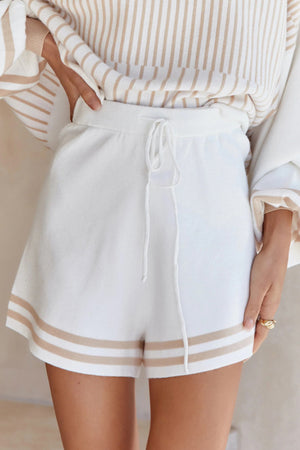 Striped Sweater Knit Shorts Set