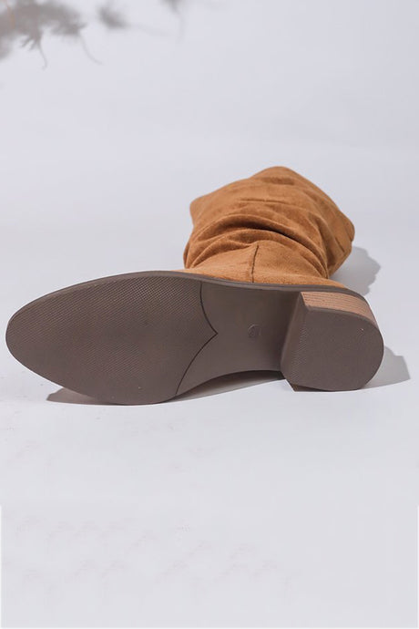 Suede Chunky Heel Stacked Boots