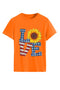 Sunflowers Pentagram Letter Print T-shirt