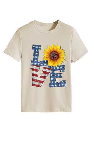 Sunflowers Pentagram Letter Print T-shirt