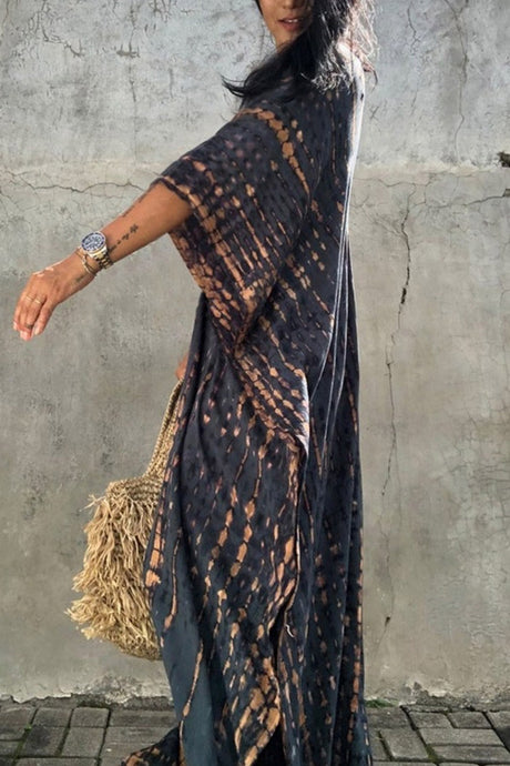 Tie Dye Slit Beach Cover-up Maxi Dress