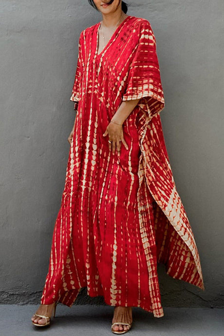 Tie Dye Slit Beach Cover-up Maxi Dress