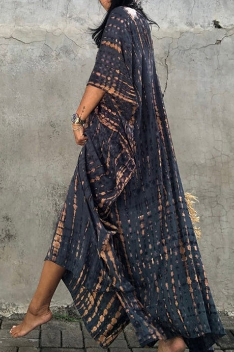 Tie Dye Slit Beach Cover-up Maxi Dress