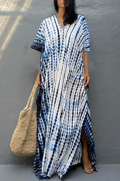 Tie Dye Slit Beach Cover-up Maxi Dress