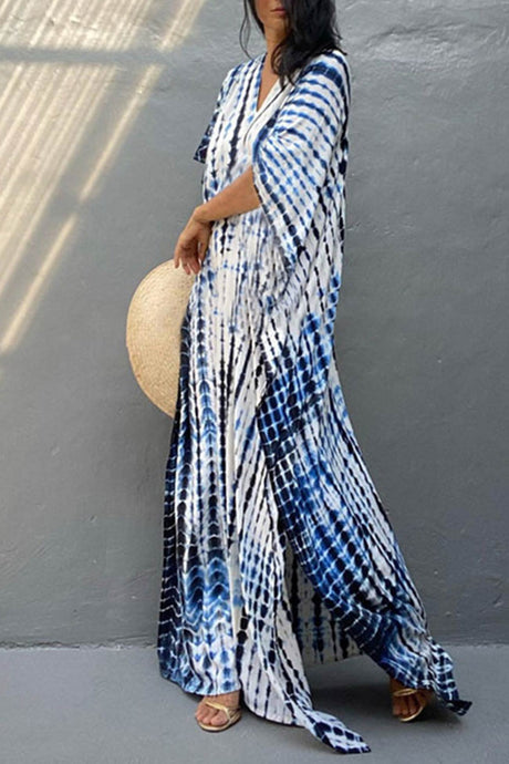 Tie Dye Slit Beach Cover-up Maxi Dress