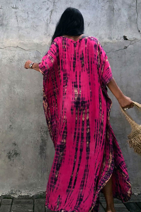 Tie Dye Slit Beach Cover-up Maxi Dress