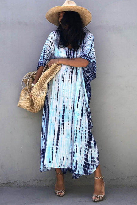 Tie Dye Slit Beach Cover-up Maxi Dress
