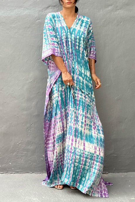 Tie Dye Slit Beach Cover-up Maxi Dress