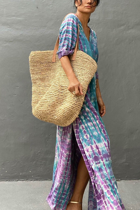 Tie Dye Slit Beach Cover-up Maxi Dress