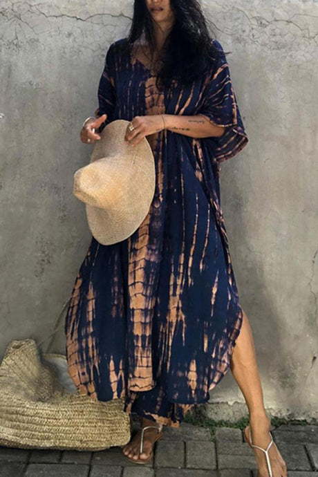 Tie Dye Slit Beach Cover-up Maxi Dress