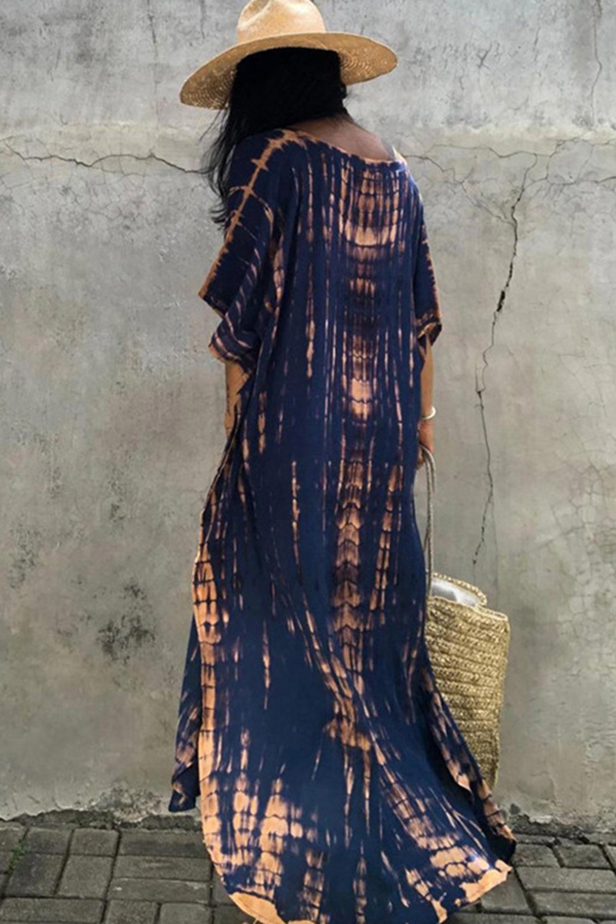 Tie Dye Slit Beach Cover-up Maxi Dress