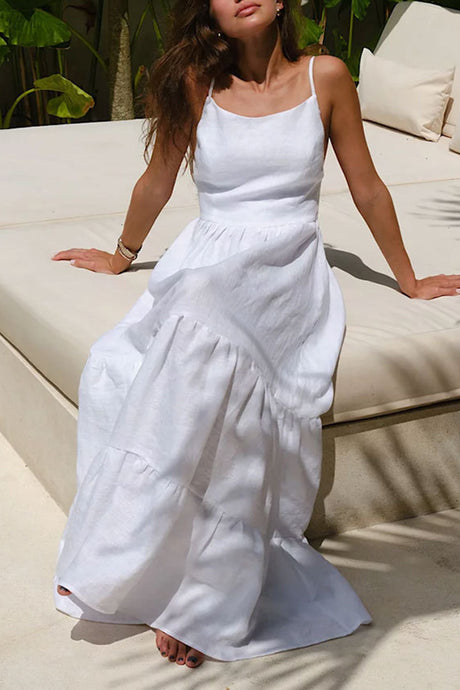 Tie-back Tiered Cotton Cami Dress