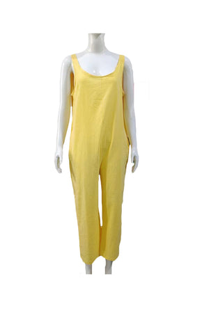 Arolora tie-straps-backless-pocketed-cotton-jumpsuits