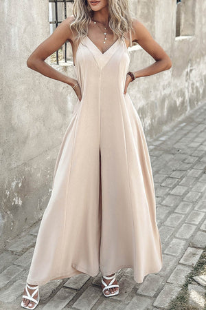 Arolora tie-straps-v-neck-slit-wide-leg-jumpsuits