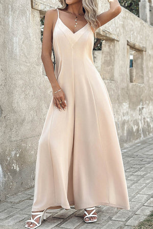 Arolora tie-straps-v-neck-slit-wide-leg-jumpsuits