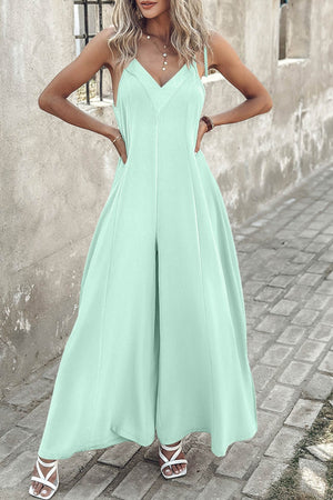 Arolora tie-straps-v-neck-slit-wide-leg-jumpsuits