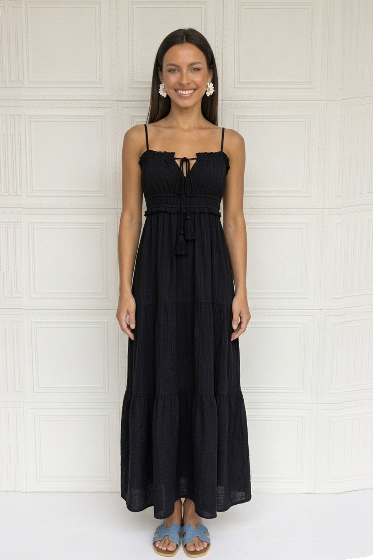 Tie-up Cutout Tiered Cami Dress