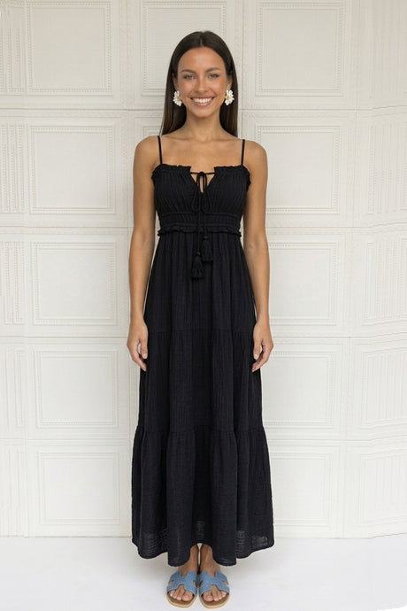 Tie-up Cutout Tiered Cami Dress