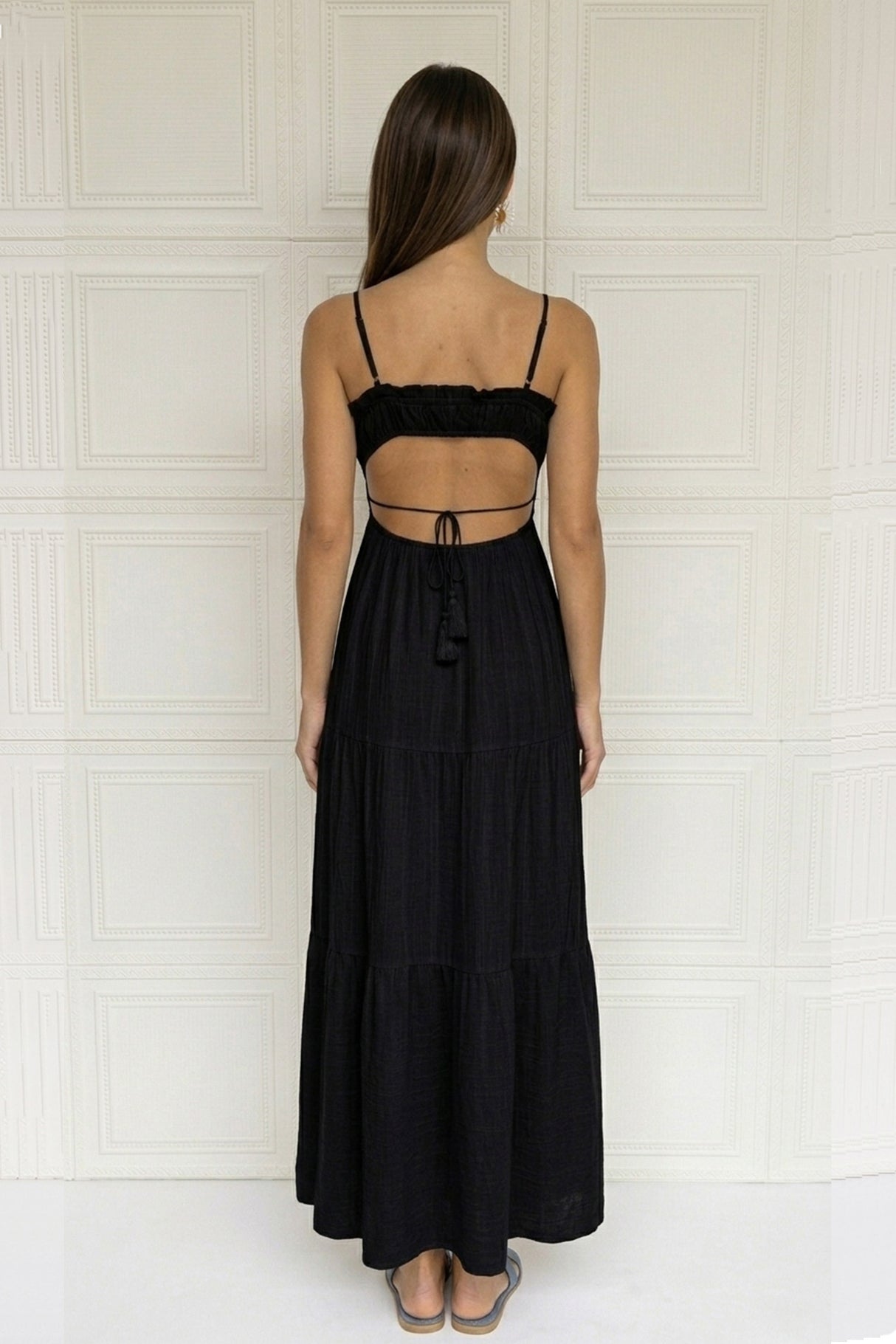 Tie-up Cutout Tiered Cami Dress