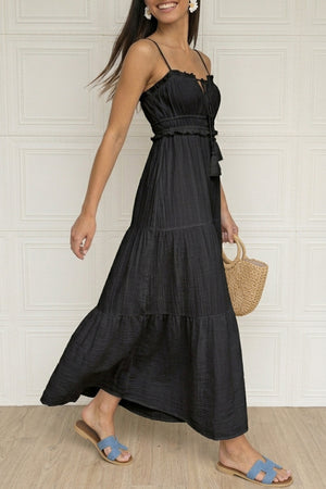 Tie-up Cutout Tiered Cami Dress