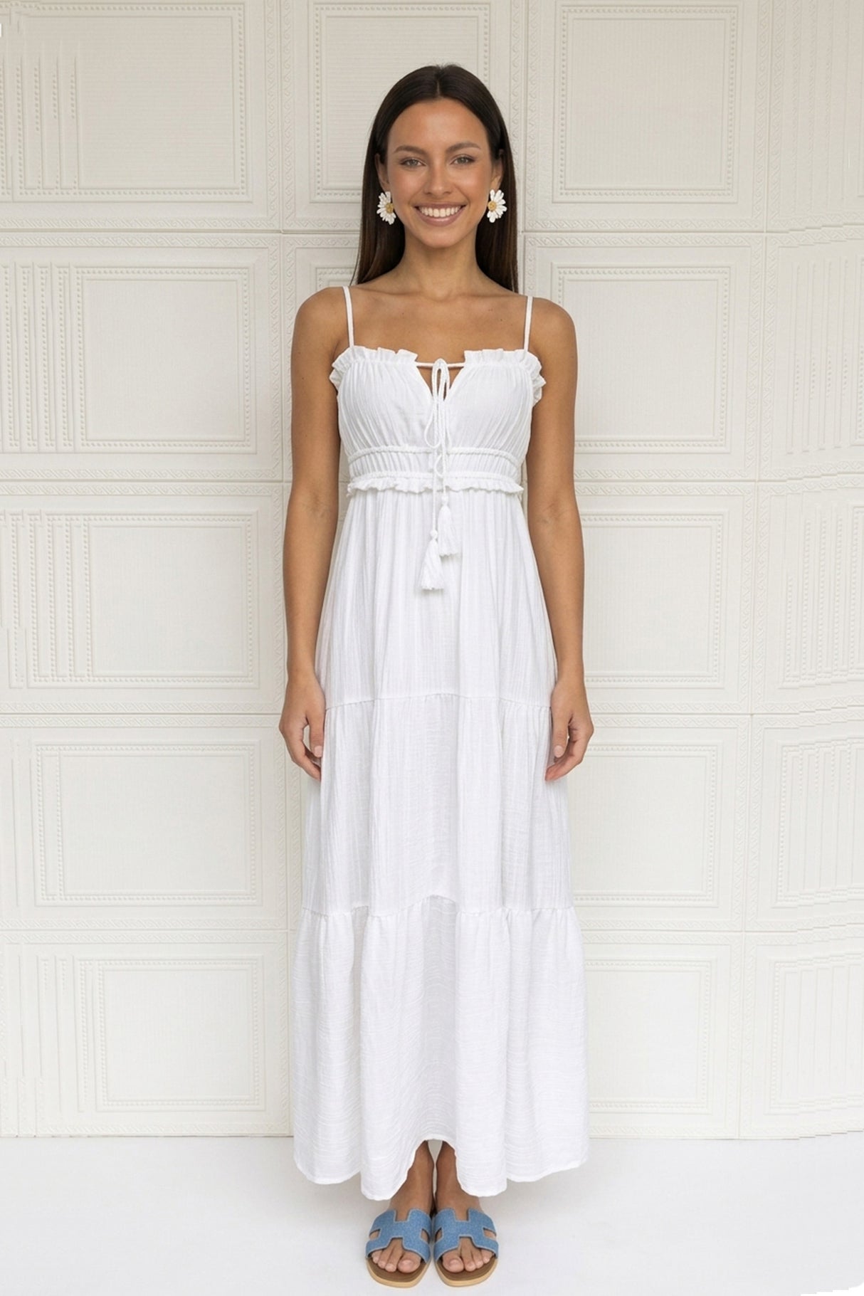 Tie-up Cutout Tiered Cami Dress