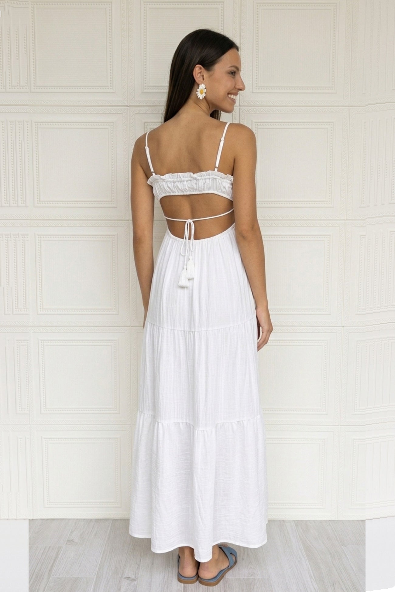 Tie-up Cutout Tiered Cami Dress