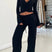 Arolora Tie-up Plush Lined Crop Top Pants Set