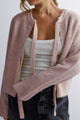 Arolora tie-up-ribbed-knit-short-cardigan