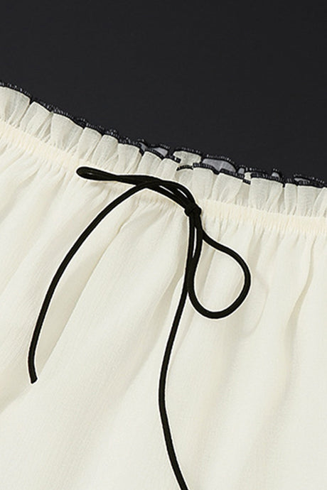 Tie-up Ruffle Midi Skirt Suits