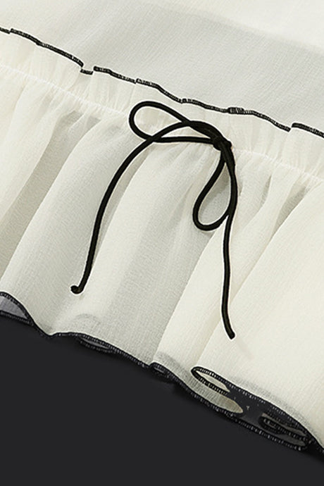 Tie-up Ruffle Midi Skirt Suits