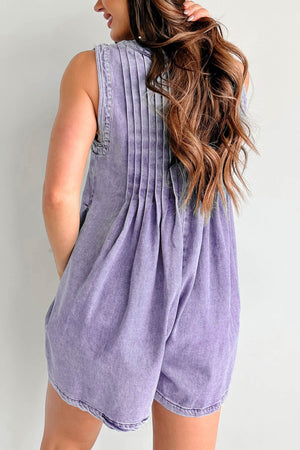 Arolora tie-up-sleeveless-denim-rompers