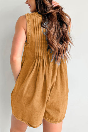 Arolora tie-up-sleeveless-denim-rompers