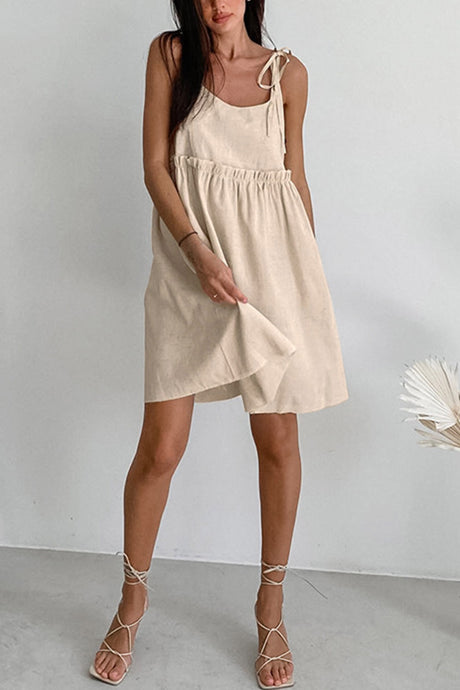 Tie-up Straps Cotton Cami Dress