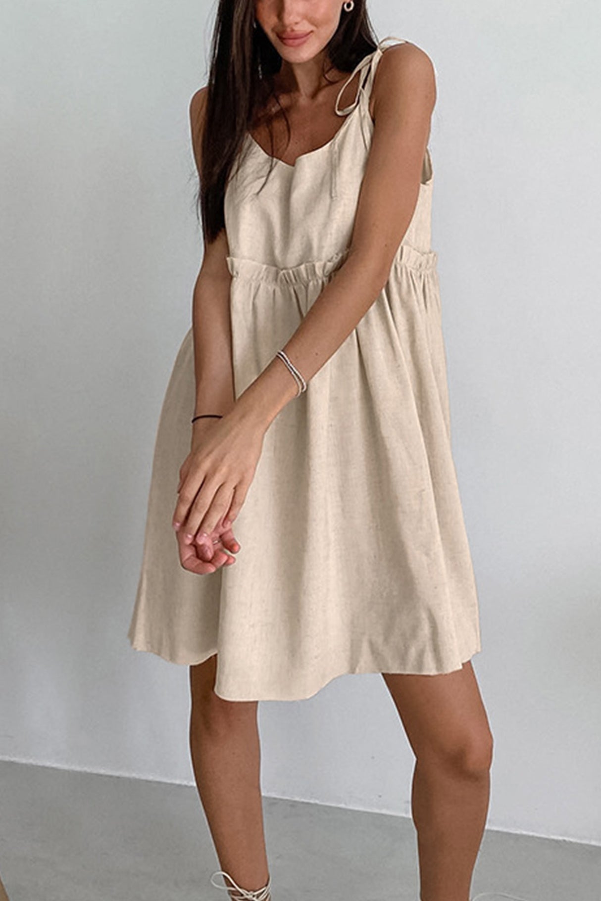 Tie-up Straps Cotton Cami Dress