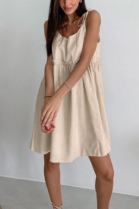 Tie-up Straps Cotton Cami Dress
