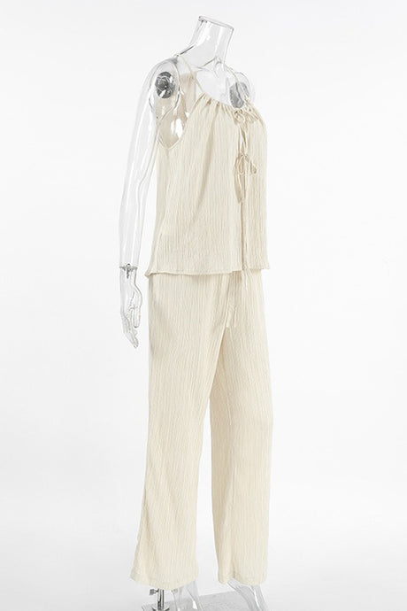 Arolora Tie-up Vest Long Pants Set
