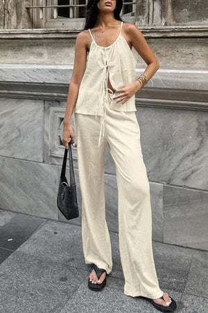 Arolora Tie-up Vest Long Pants Set