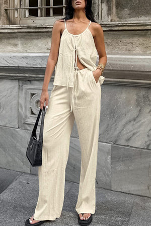 Arolora Tie-up Vest Long Pants Set
