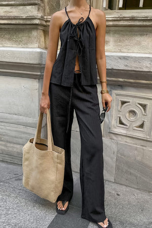 Arolora Tie-up Vest Long Pants Set