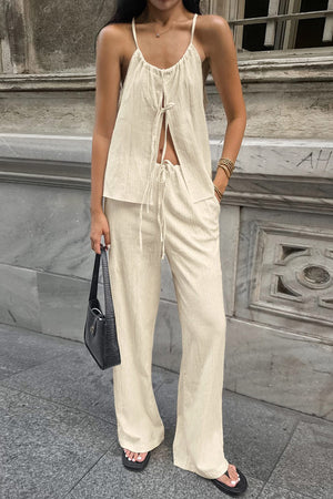 Arolora Tie-up Vest Long Pants Set