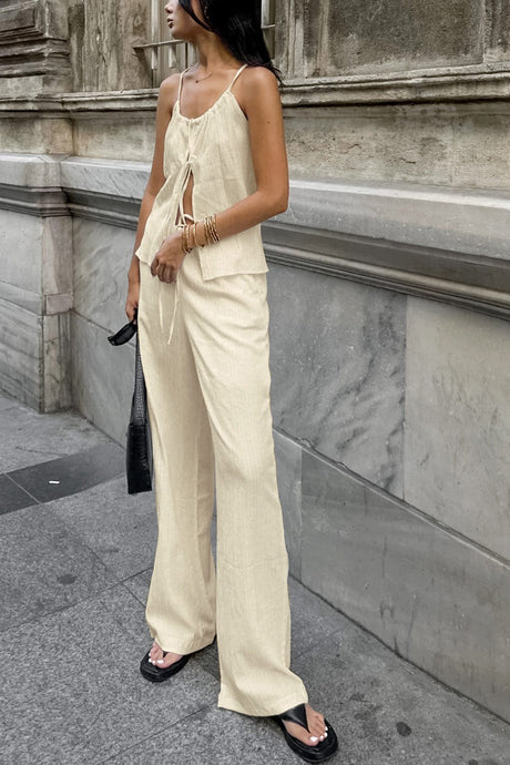 Arolora Tie-up Vest Long Pants Set