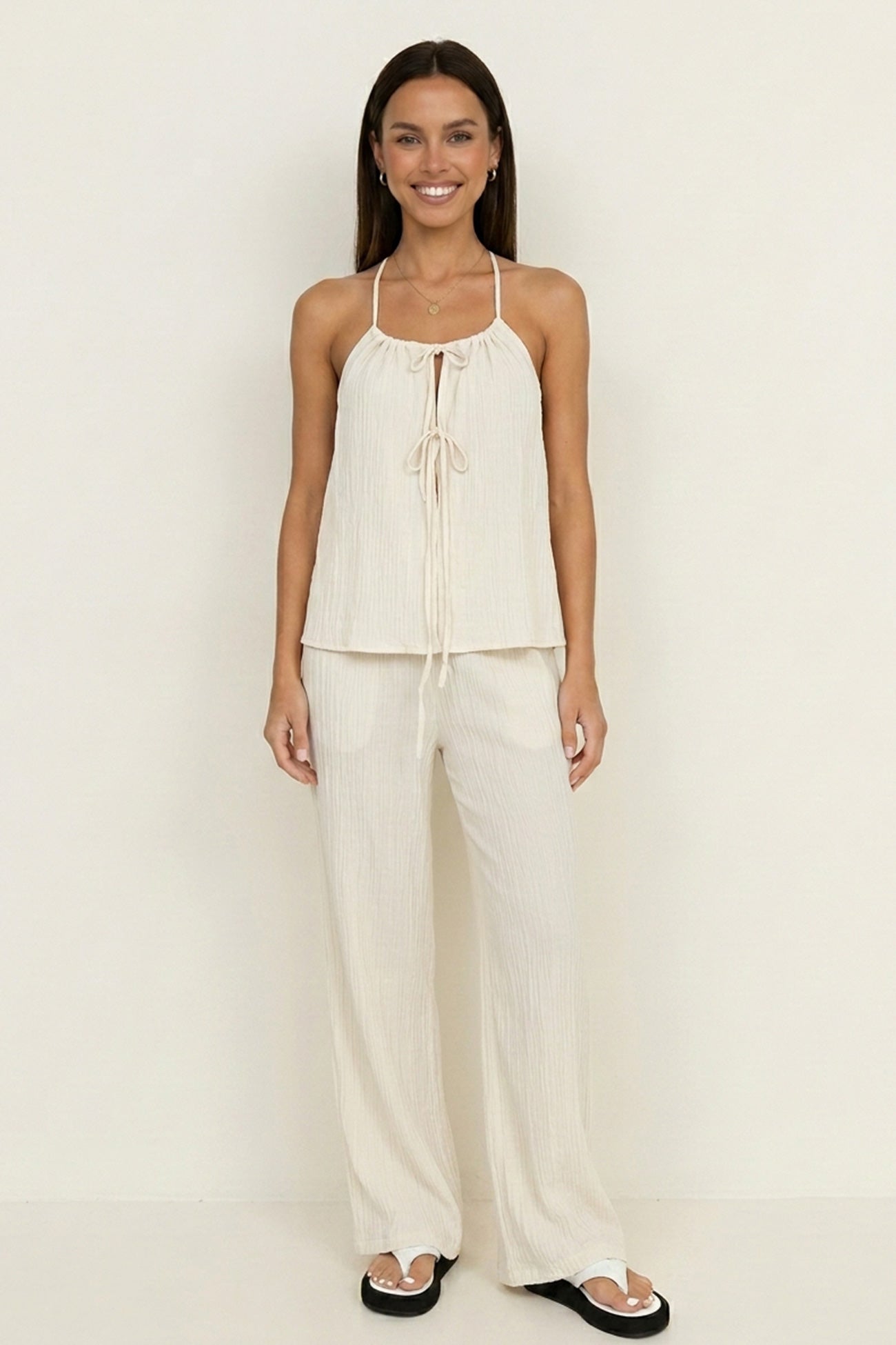 Tie-up Vest Long Pants Set
