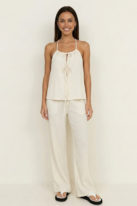 Tie-up Vest Long Pants Set