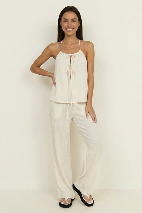 Tie-up Vest Long Pants Set