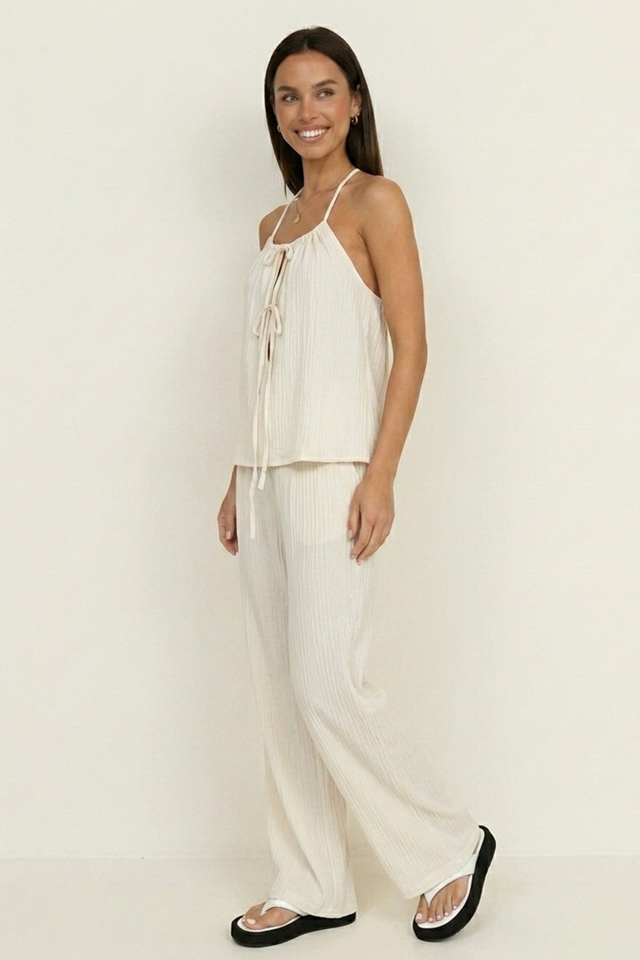 Tie-up Vest Long Pants Set