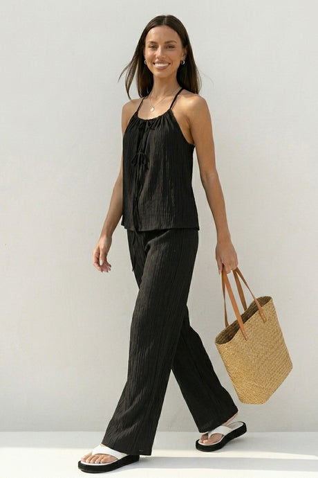 Tie-up Vest Long Pants Set