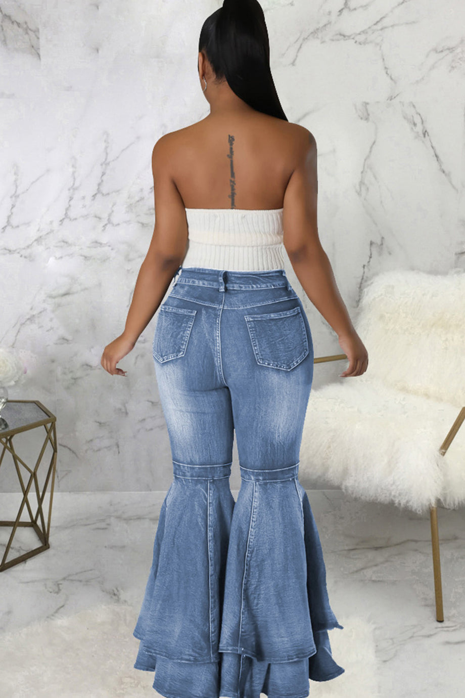 High Waist Solid Color High Slit Jeans – AROLORA