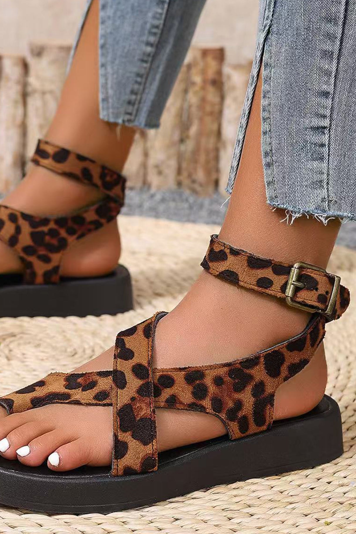 Toe Ring Ankle Strap Chunky Sandals