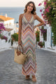 Chevron Prints Backless Boho Maxi Dress