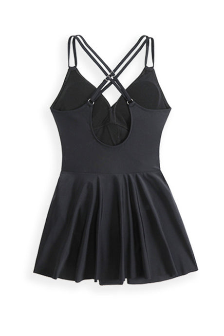 Arolora Twist Front Crossover Skirted One-Piece Swimsuit